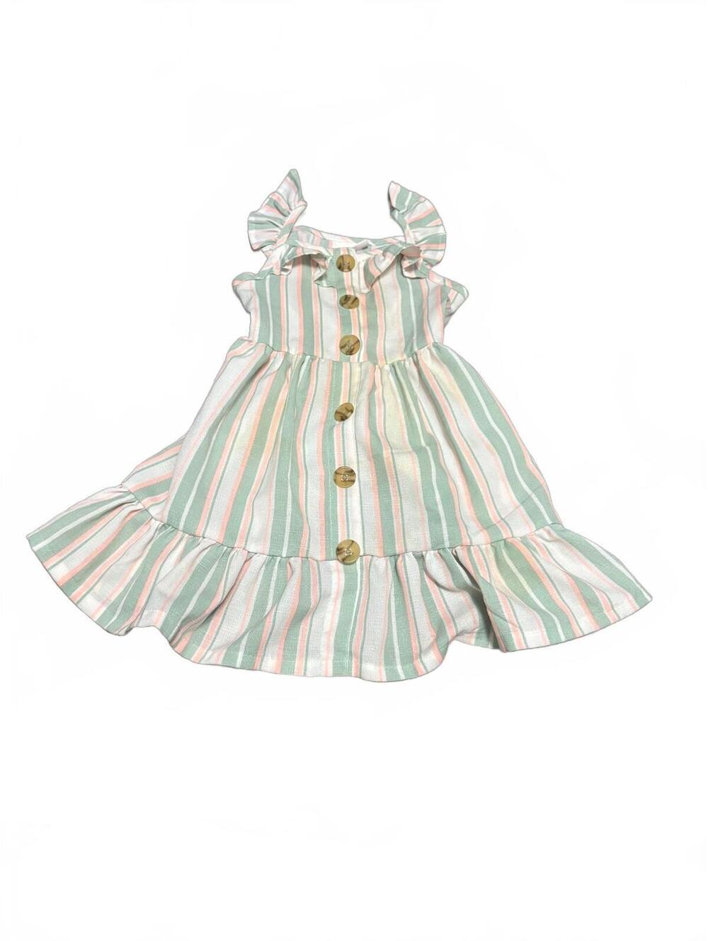 Little Lass Toddler Dress Striped Button-Front Ruffle Dress
